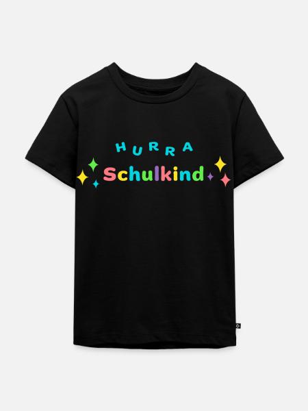HURRA SCHULKIND - Einschulung Erstklässler - Kinder Premium Bio T-Shirt - Schwarz
