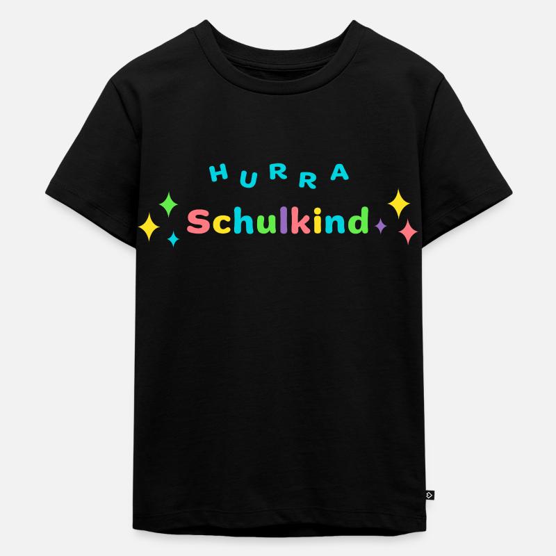 HURRA SCHULKIND - Einschulung Erstklässler - Kinder Premium Bio T-Shirt - Schwarz
