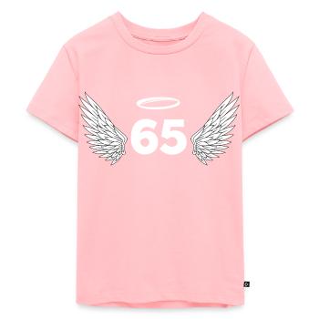 Engelszahl 65 - Flügel zum 65. Geburtstag - Kinder Premium Bio T-Shirt - Rosa - Vorne - AI Model Kid Female (0cm)