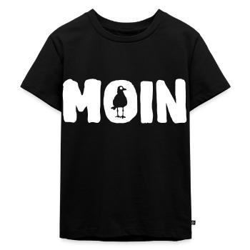 Moin | die Möwe - Kinder Premium Bio T-Shirt - Schwarz - Vorne - Mikhail (115cm)