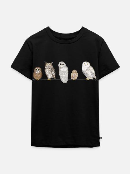 Eulen Freunde - Kinder Premium Bio T-Shirt - Schwarz