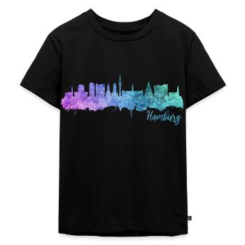 Hamburg Skyline - Kinder Premium Bio T-Shirt - Schwarz - Vorne - Mikhail (115cm)