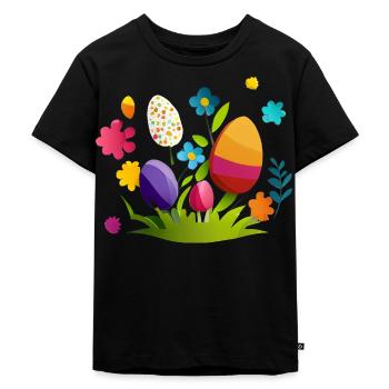 Joli œuf de bébé design pour Pâques et le printemps - T-shirt Premium bio Enfant - noir - Devant - Mikhail (115cm)