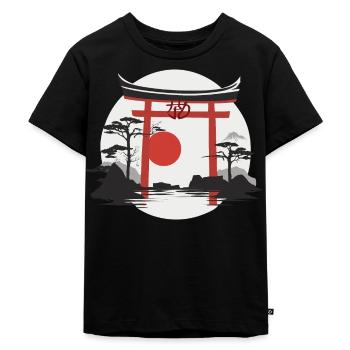 Rotes Torri Tor - Kinder Premium Bio T-Shirt - Schwarz - Vorne - Mikhail (115cm)