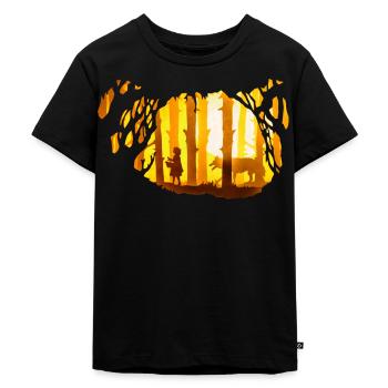 Paper Cut – Little Red Riding Hood and the Wolf - Kids Premium Organic T-Shirt - black - Front - Mikhail (115cm)