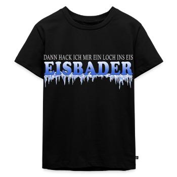 eisbaden eisangeln motivation winterbaden eis rosa - Kinder Premium Bio T-Shirt - Schwarz - Vorne - Mikhail (115cm)