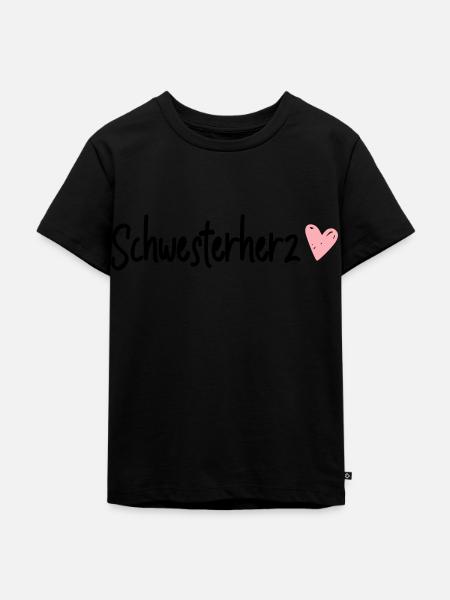 schwesterherz - Kinder Premium Bio T-Shirt - Schwarz