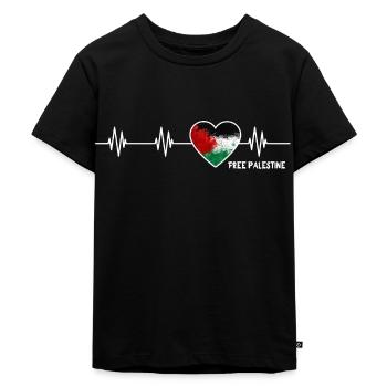 Palestine Heartbeat Palestine Pride Drapeau palest - T-shirt Premium bio Enfant - noir - Devant - Mikhail (115cm)