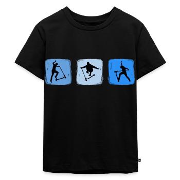 scooter stuntscooter stuntscootersport roller - Kinder Premium Bio T-Shirt - Schwarz - Vorne - Mikhail (115cm)