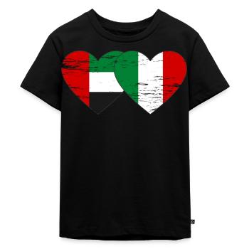 United Arab Emirates Italy Flag Heart - Kids Premium Organic T-Shirt - black - Front - Mikhail (115cm)