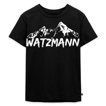 Der grosse Berg Watzmann gezeichnet mit Schriftzug - Kinder Premium Bio T-Shirt - Schwarz - Vorne - Mikhail (115cm)