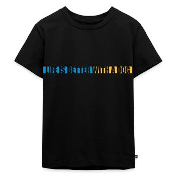 better with a dog - Kids Premium Organic T-Shirt - black - Front - Mikhail (115cm)