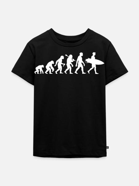 Surfer Evolution für Surfen mit Surfbrett - Kinder Premium Bio T-Shirt - Schwarz