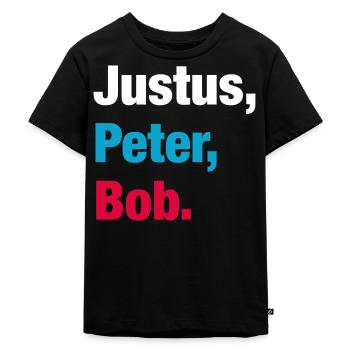 Die Drei ??? Kids Justus, Peter, Bob. - Kinder Premium Bio T-Shirt - Schwarz - Vorne - Mikhail (115cm)