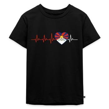 HERZSCHLAG TIBET TIBETISCH FLAGGE LIEBE GESCHENK - Kinder Premium Bio T-Shirt - Schwarz - Vorne - Mikhail (115cm)