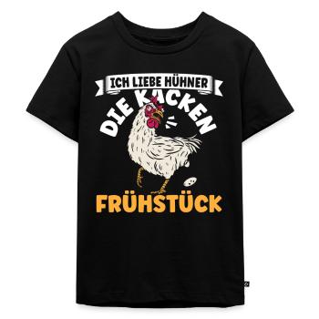 Ich liebe Hühner Frühstück - Kinder Premium Bio T-Shirt - Schwarz - Vorne - Mikhail (115cm)