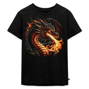 Fire Dragon Fantasy - Kids Premium Organic T-Shirt - black - Front - Mikhail (115cm)