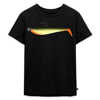 Poisson en caoutchouc de pêche aux appâts souples - T-shirt Premium bio Enfant - noir - Devant - Mikhail (115cm)