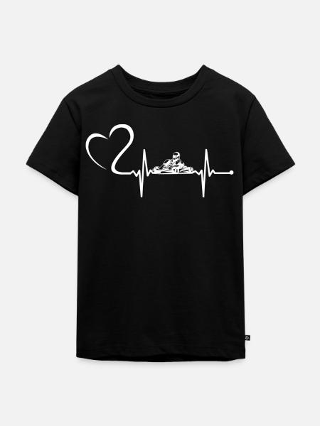 Kart Rennfahrer Herzschlag - Kinder Premium Bio T-Shirt - Schwarz