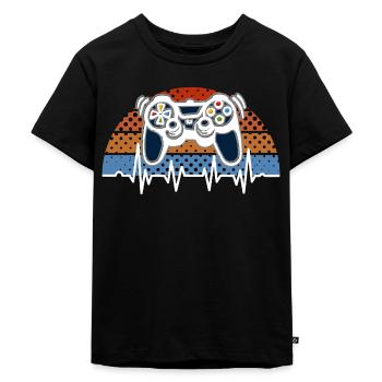 Heartbeat Gamer Spielkonsole - Kinder Premium Bio T-Shirt - Schwarz - Vorne - Mikhail (115cm)