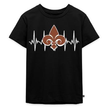 Fleur de Lis Lys Herzschlag - Kinder Premium Bio T-Shirt - Schwarz - Vorne - Mikhail (115cm)