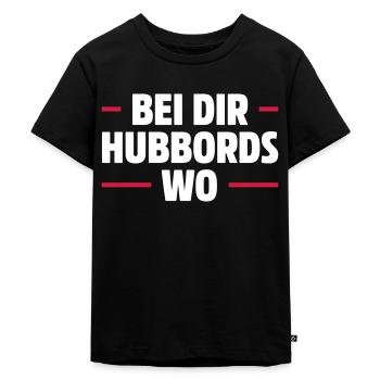 BEI DIR HUBBORDS WO | SÄCHSISCH DIALEKT - Kinder Premium Bio T-Shirt - Schwarz - Vorne - Mikhail (115cm)