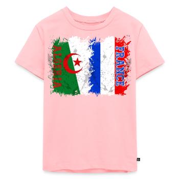 ALGERIEN FRANKREICH FLAGGE DER FRANZÖSISCHEN FREUNDSCHAFT - Kinder Premium Bio T-Shirt - Rosa - Vorne - AI Model Kid Female (0cm)
