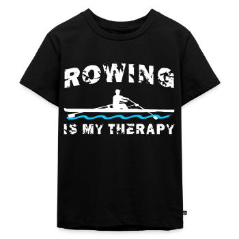 Rudern ist meine Therapie, Rudern, Ruderer - Kinder Premium Bio T-Shirt - Schwarz - Vorne - Mikhail (115cm)