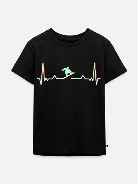 Heartbeat Snowboard Stylish - Kinder Premium Bio T-Shirt - Schwarz