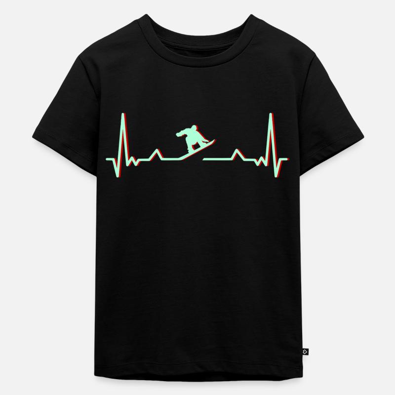 Heartbeat Snowboard Stylish - Kinder Premium Bio T-Shirt - Schwarz