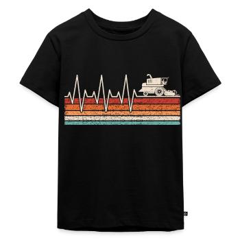 Mähdrescher Herzschlag - Kinder Premium Bio T-Shirt - Schwarz - Vorne - Mikhail (115cm)