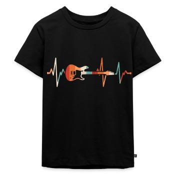 Herzschlag E-Gitarre - Kinder Premium Bio T-Shirt - Schwarz - Vorne - Mikhail (115cm)