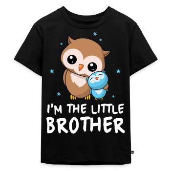 I'm The Little Brother - Kleiner Bruder Süße Eulen - Kinder Premium Bio T-Shirt - Schwarz - Vorne - Mikhail (115cm)