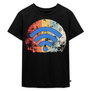 Wlan Vintage Wifi Internet Router Handy Geschenk - Kinder Premium Bio T-Shirt - Schwarz - Vorne - Mikhail (115cm)