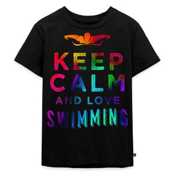 Schwimmen - Kinder Premium Bio T-Shirt - Schwarz - Vorne - Mikhail (115cm)