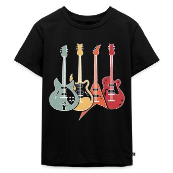 Retro Gitarren Bass Lustiges Gitarristen Geschenk - Kinder Premium Bio T-Shirt - Schwarz - Vorne - Mikhail (115cm)
