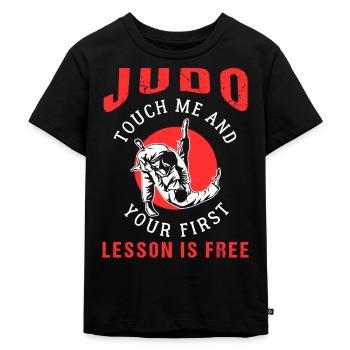 Judo - Kinder Premium Bio T-Shirt - Schwarz - Vorne - Mikhail (115cm)