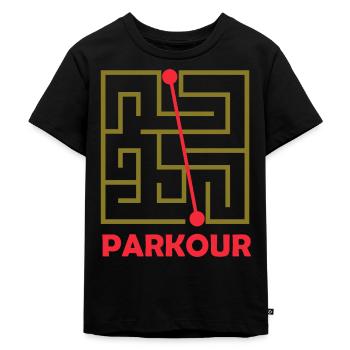 Parkour Labyrinth Freerunning Freerunner Athlet - Kinder Premium Bio T-Shirt - Schwarz - Vorne - Mikhail (115cm)
