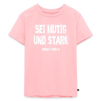 Sei mutig und Stark Josua 1,9 - Kinder Premium Bio T-Shirt - Rosa - Vorne - AI Model Kid Female (0cm)