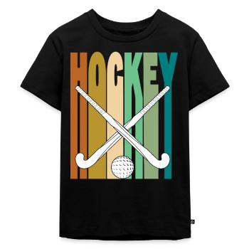 Feldhockey Retro - Kinder Premium Bio T-Shirt - Schwarz - Vorne - Mikhail (115cm)