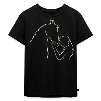 Pferde Mädchen Pferd Reiten Reiter Reitsport - Kinder Premium Bio T-Shirt - Schwarz - Vorne - Mikhail (115cm)