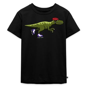 Inline-Skating Inliner Rollschuhe Dinosaurier - Kinder Premium Bio T-Shirt - Schwarz - Vorne - Mikhail (115cm)