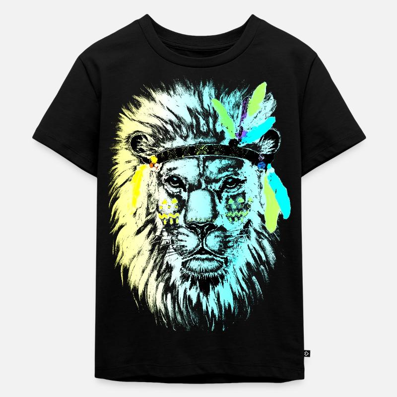 Indischer Löwe - Kinder Premium Bio T-Shirt - Schwarz