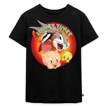 Looney Tunes logo group - Kids Premium Organic T-Shirt - black - Front - Mikhail (115cm)