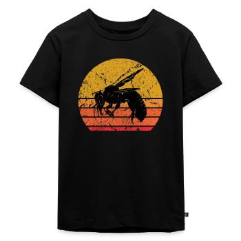 Rétro Soleil Abeilles Cadeau - T-shirt Premium bio Enfant - noir - Devant - Mikhail (115cm)