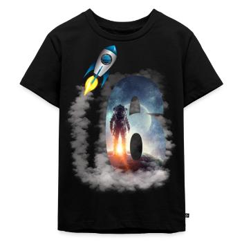 Geburtstagsshirt 6. Geburtstag Astronaut Rakete - Kinder Premium Bio T-Shirt - Schwarz - Vorne - Mikhail (115cm)