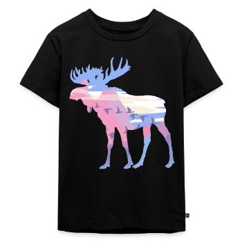 Elch - Kinder Premium Bio T-Shirt - Schwarz - Vorne - Mikhail (115cm)