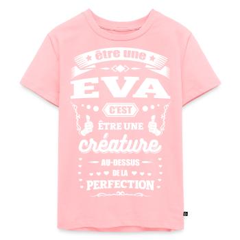 NOM - PRÉNOM - EVA - T-shirt Premium bio Enfant - rose - Devant - AI Model Kid Female (0cm)