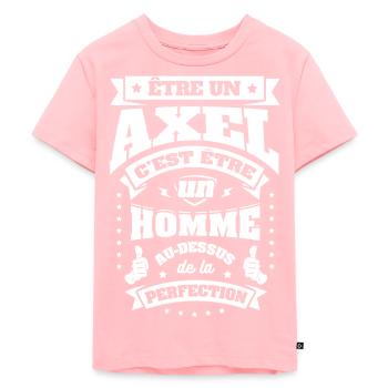 NOM - PRÉNOM - AXEL - T-shirt Premium bio Enfant - rose - Devant - AI Model Kid Female (0cm)