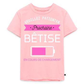 PROCHAINE BÊTISE cadeau humour - T-shirt Premium bio Enfant - rose - Devant - AI Model Kid Female (0cm)